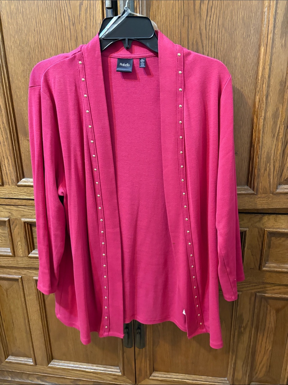Rafaella Open-Front Stud-Trim Cardigan - Magenta